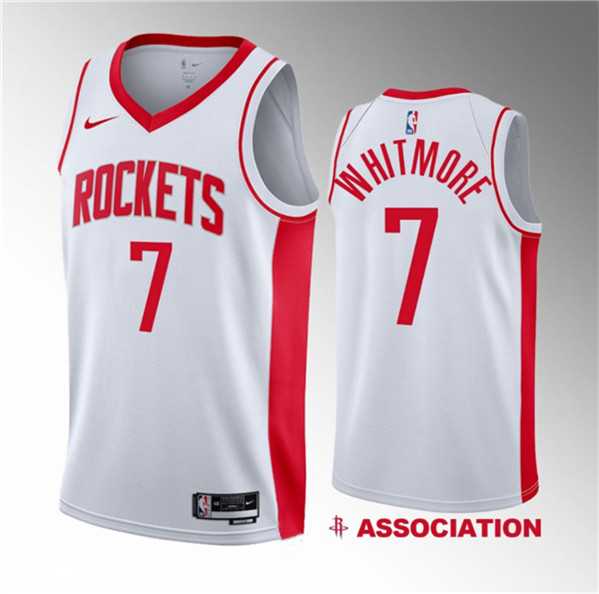 Mens Houston Rockets #7 Cam Whitmore White 2023 Draft Association Edition Stitched Basketball Jersey Dzhi